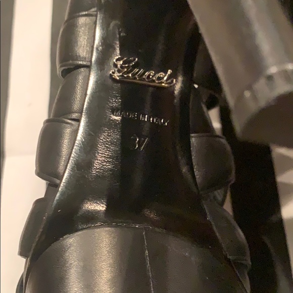 Gucci Cage Leather Peep Toe Platform Booties - Picture 7 of 14